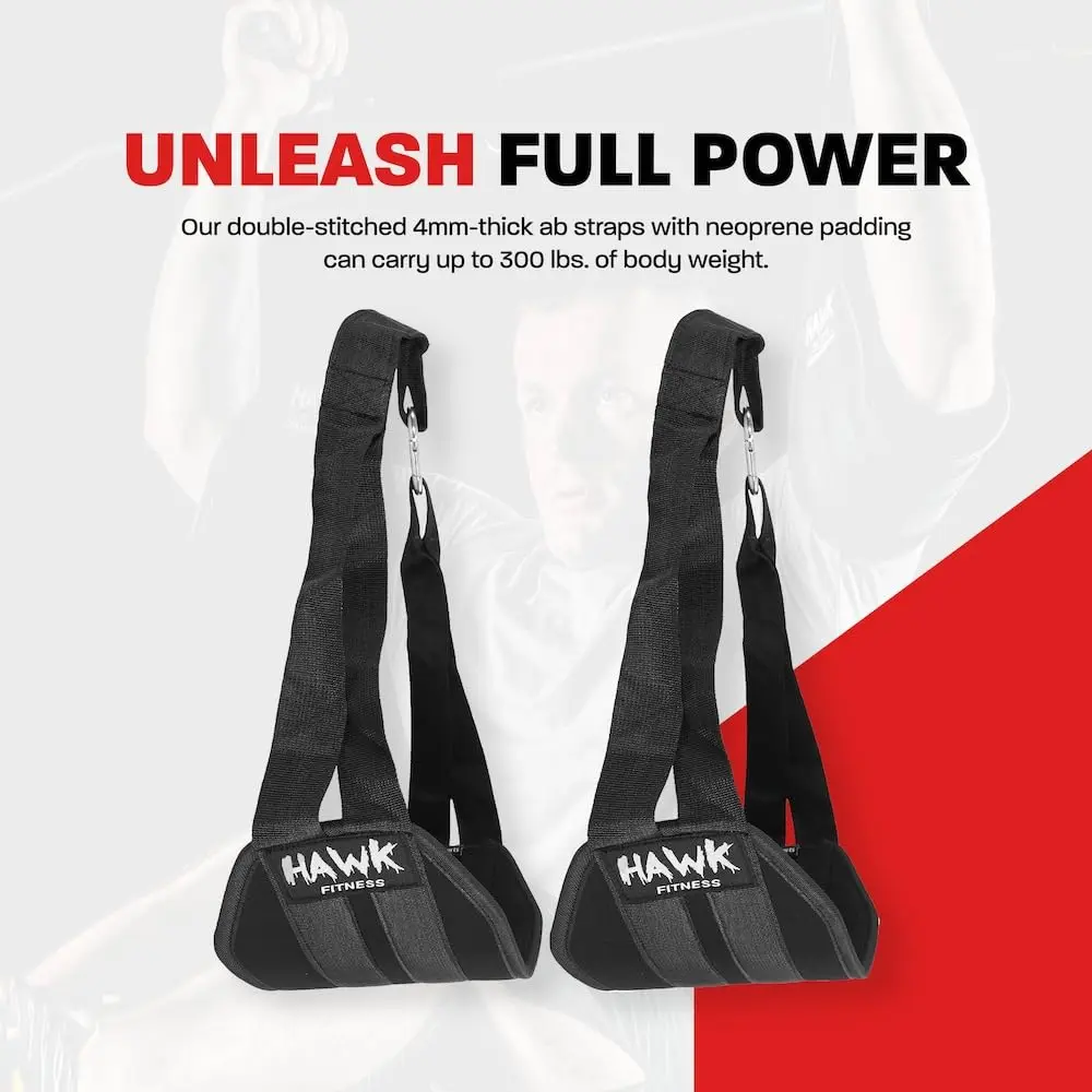 Hawk Sports Black Lifting Straps Gym Accessories with Steel Carabiners, 2-Pack (300 lbs Capacity) - view 2