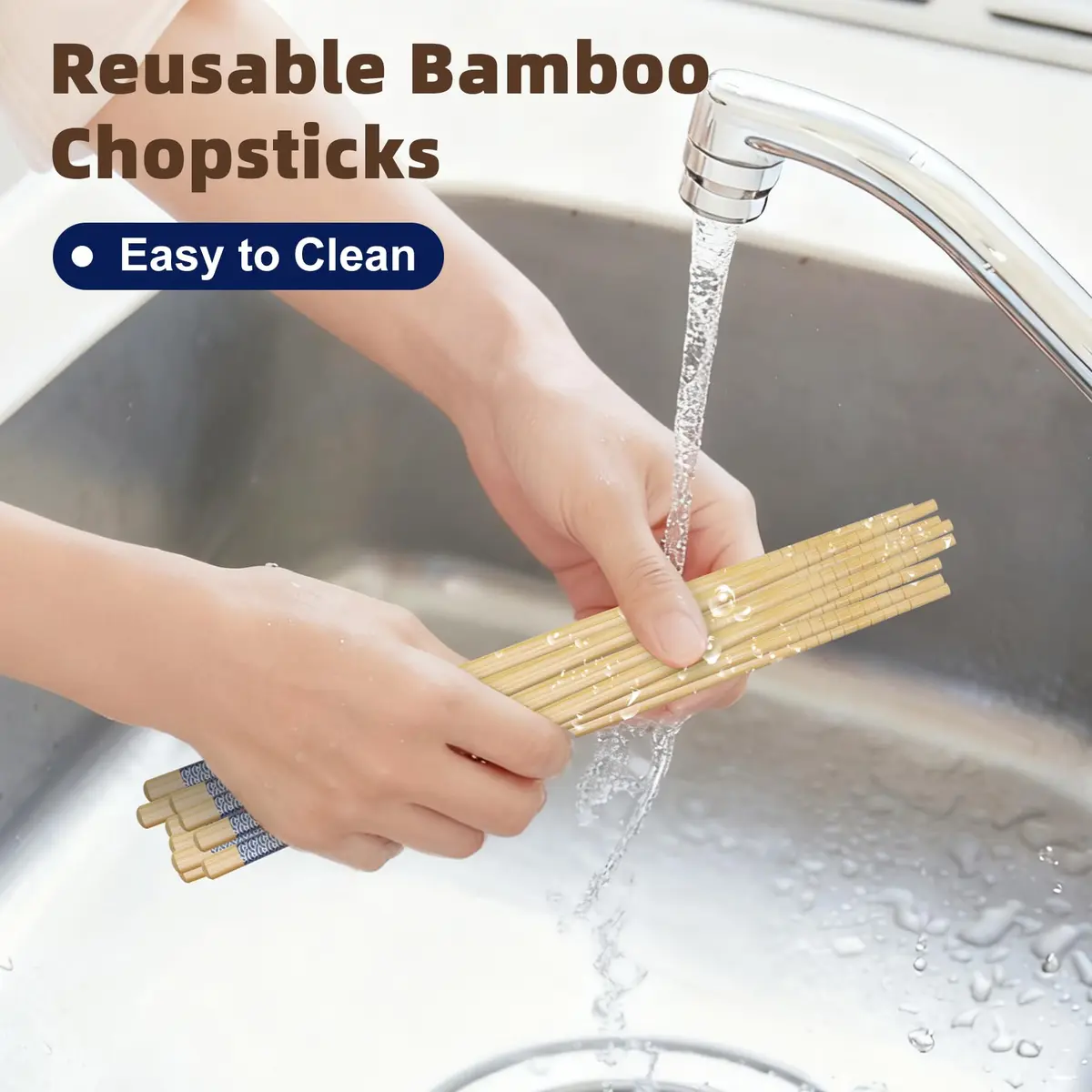Antner 5 Pairs Bamboo Chopsticks Reusable Japanese Style Gift Sets 22.5 cm (8.8 Inch) - view 8