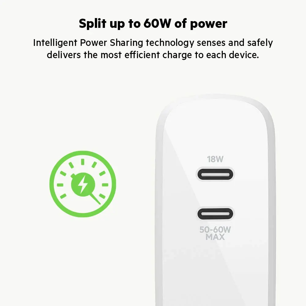 Belkin 68W Dual GaN USB C Charger Block | Fast Charging for Travel - view 5