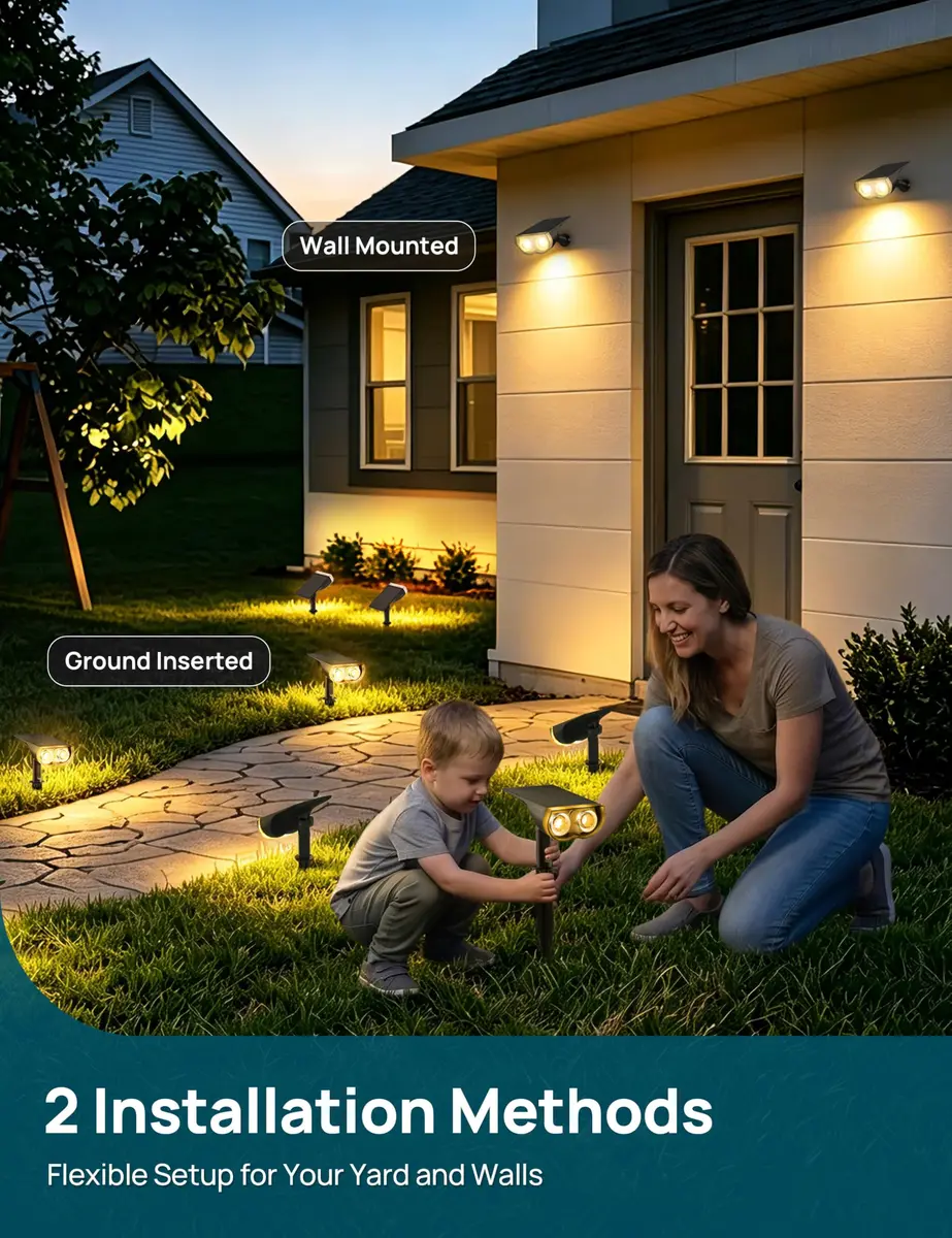 Linkind Solar Lights Outdoor Waterproof LED Spotlights 2 Pack | 650 Lumens, IP65 Weatherproof, Dusk-to-Dawn, Warm White - view 6