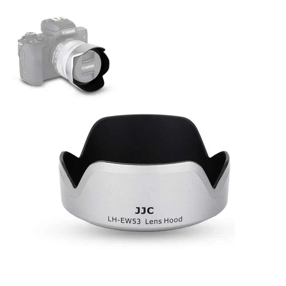 JJC Lens Hood Shade for Canon EF-M 15-45mm & RF-S 18-45mm Lenses | Replaces EW-53, 49mm Filter Compatible, Silver - main product image