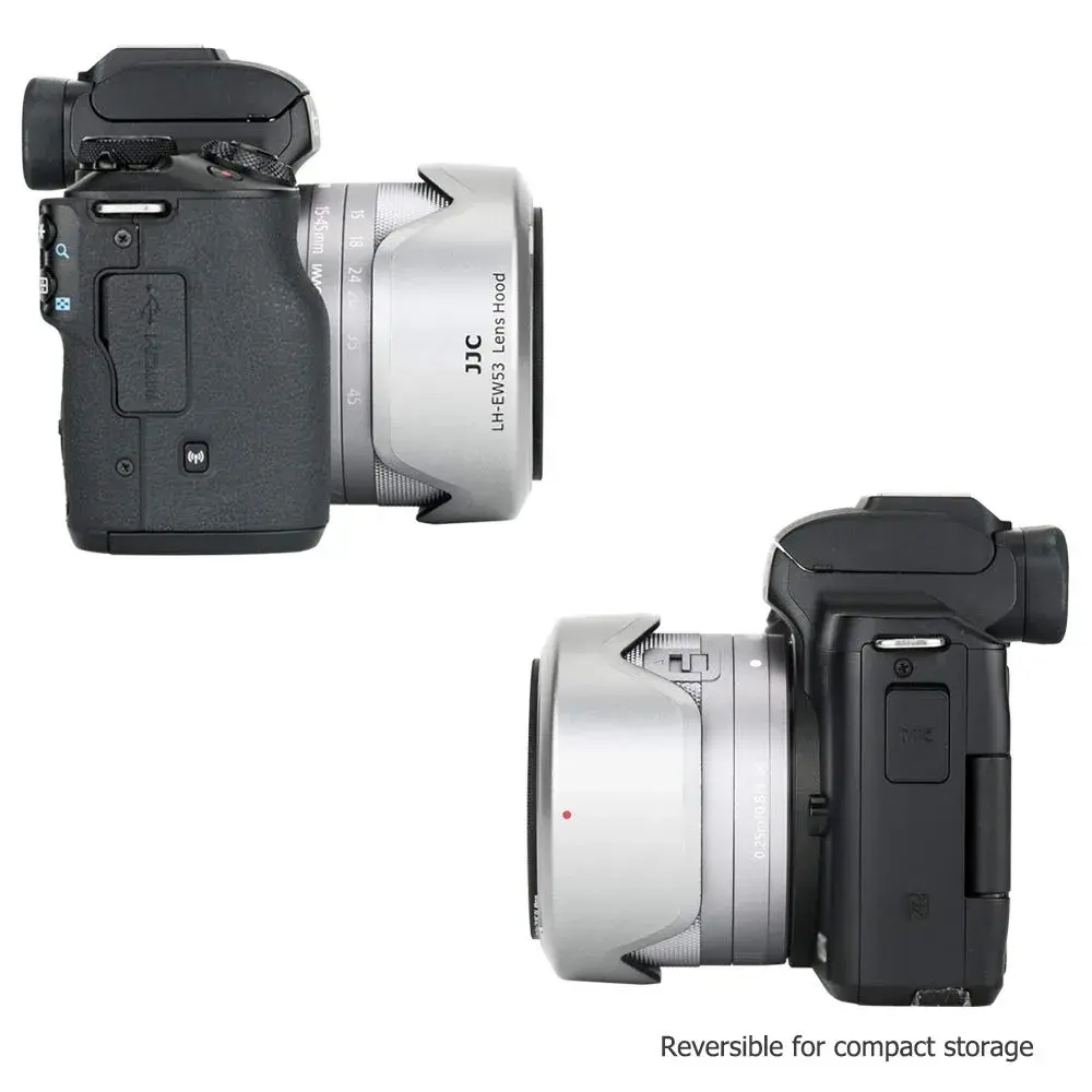 JJC Lens Hood Shade for Canon EF-M 15-45mm & RF-S 18-45mm Lenses | Replaces EW-53, 49mm Filter Compatible, Silver - view 6