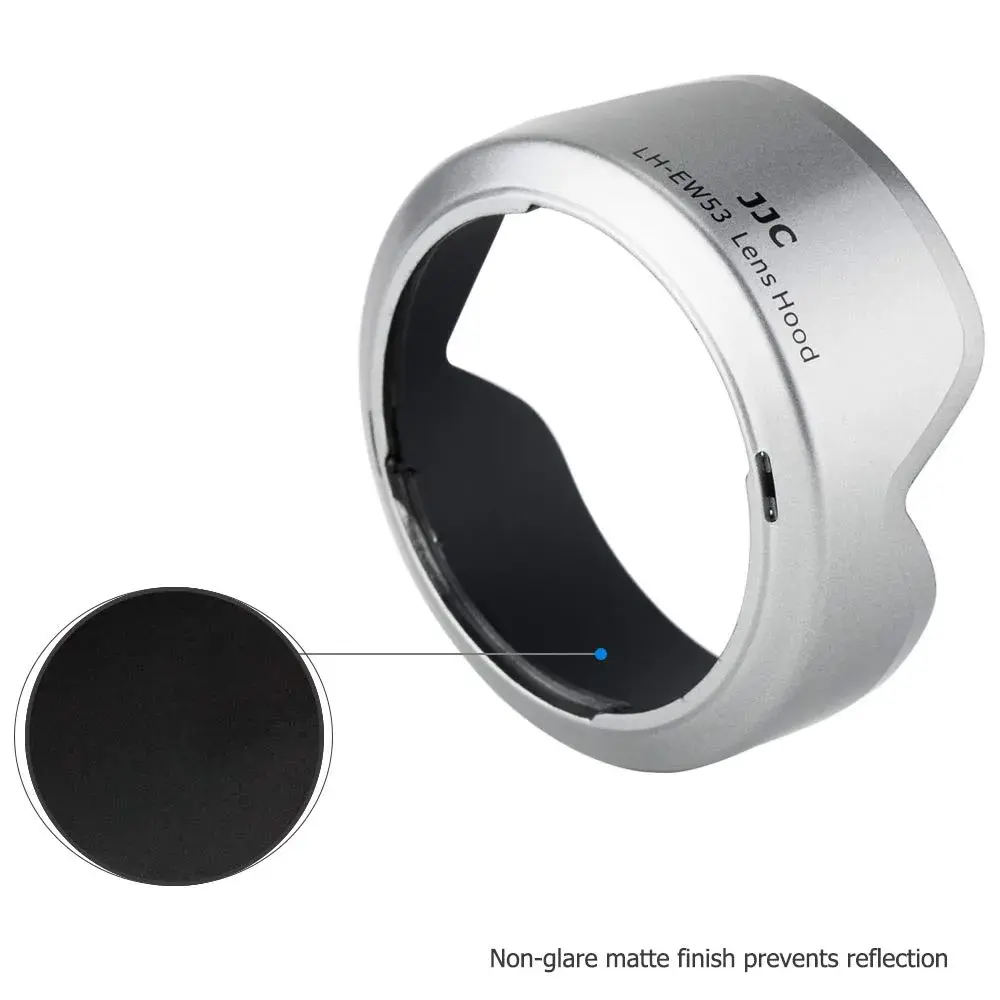 JJC Lens Hood Shade for Canon EF-M 15-45mm & RF-S 18-45mm Lenses | Replaces EW-53, 49mm Filter Compatible, Silver - view 2