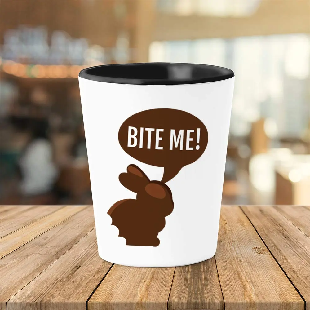 Bubble Hugs Easter Shot Glass - Bite Me - Funny Bunny Rabbit Holiday Spring Season Egg Hunt Celebration Gifts for Men Women Husband Wife Couple Wedding Marriage | 1.5oz - view 2