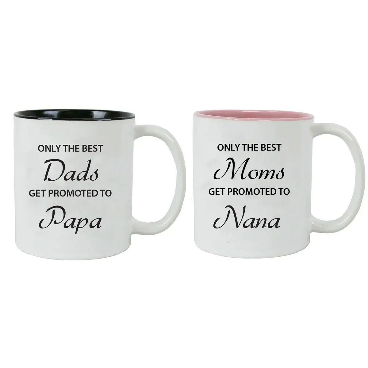 CustomGiftsNow 11-Ounce Ceramic Coffee Mug | Dad/Mom Promotion Gift, Microwave Safe, Black/Pink - main product image