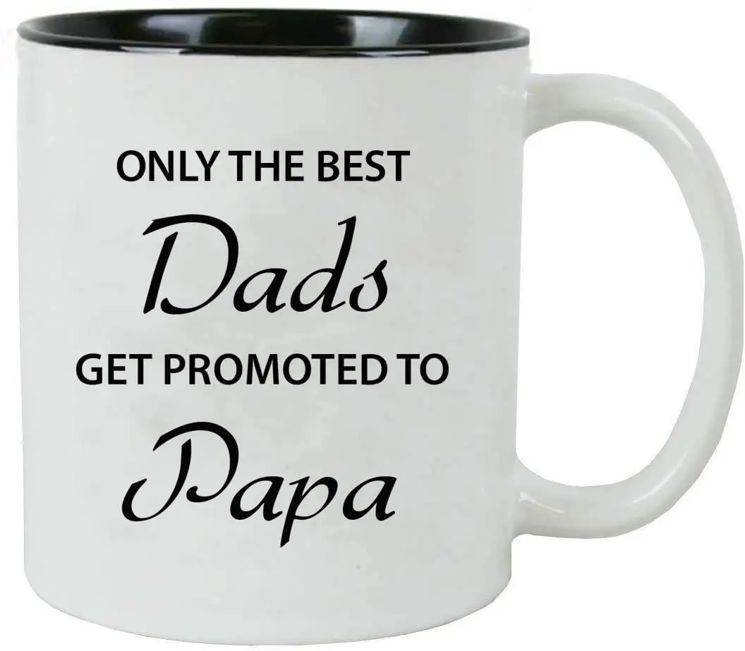 CustomGiftsNow 11-Ounce Ceramic Coffee Mug | Dad/Mom Promotion Gift, Microwave Safe, Black/Pink - view 3