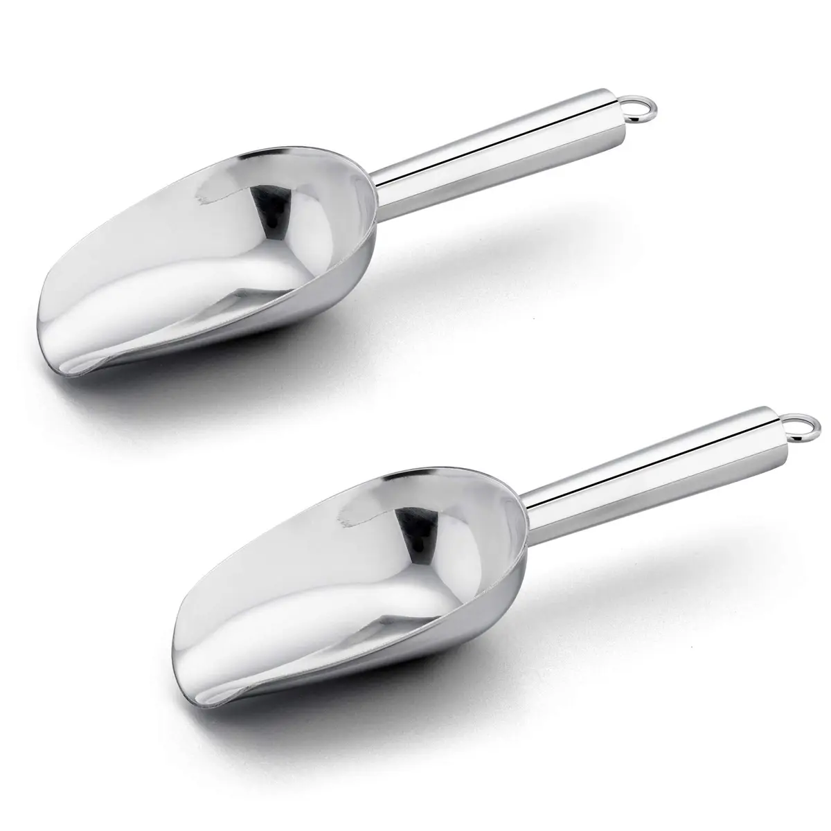 E-far Metal Ice Scoop Set of 2 | 8oz Stainless Steel Kitchen Scooper for Ice Maker - main product image
