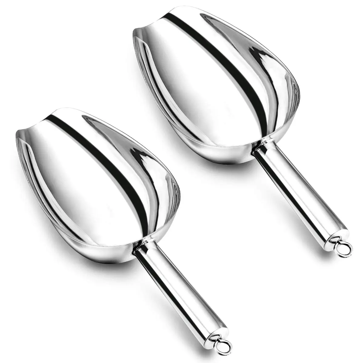 E-far Metal Ice Scoop Set of 2 | 24oz Stainless Steel Kitchen Utensils for Ice Maker - main product image