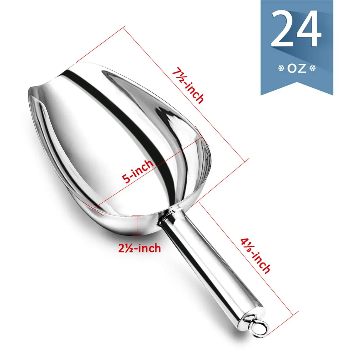 E-far Metal Ice Scoop Set of 2 | 24oz Stainless Steel Kitchen Utensils for Ice Maker - view 2