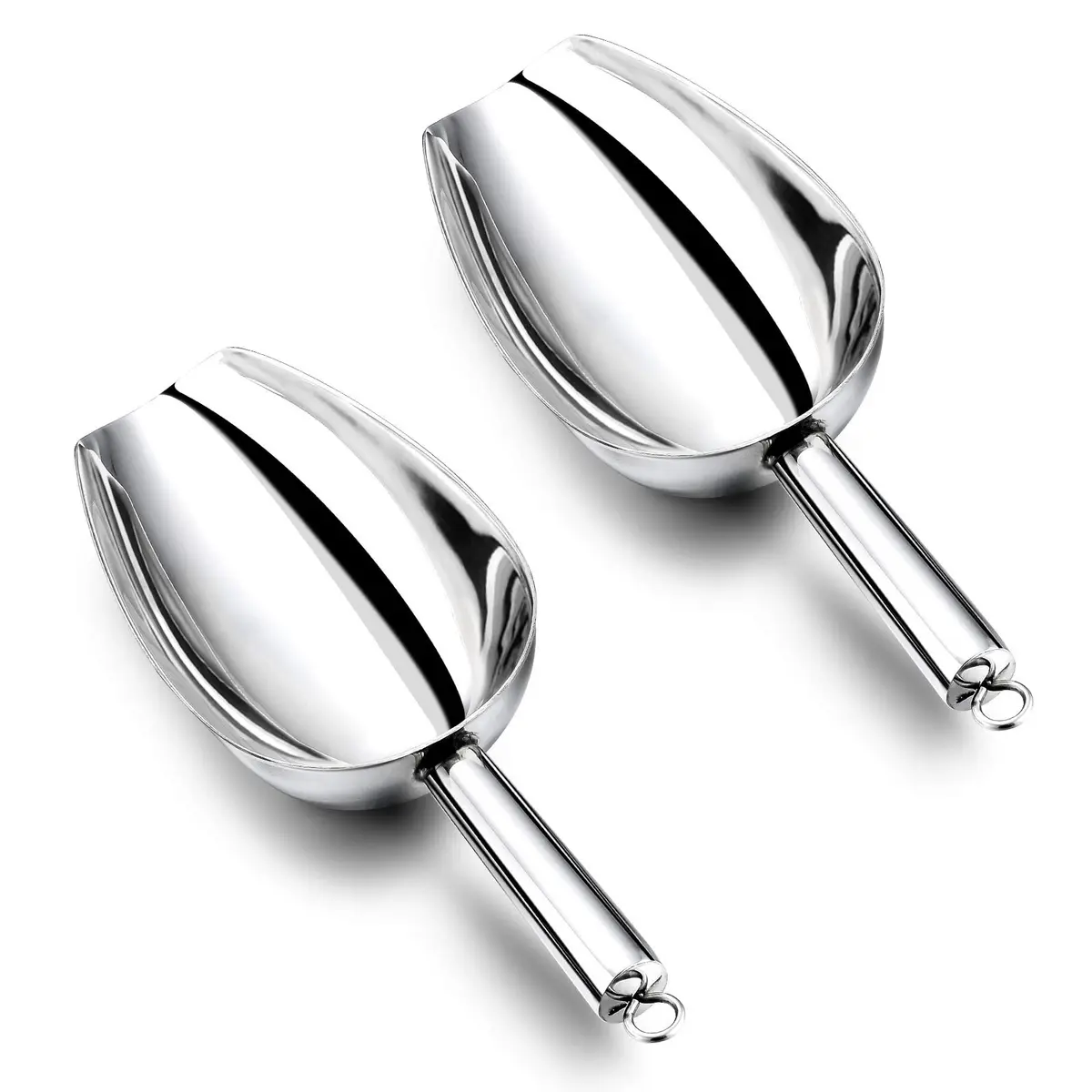 E-far Metal Ice Scoop Set of 2 12oz | Durable Stainless Steel Kitchen Scooper - main product image