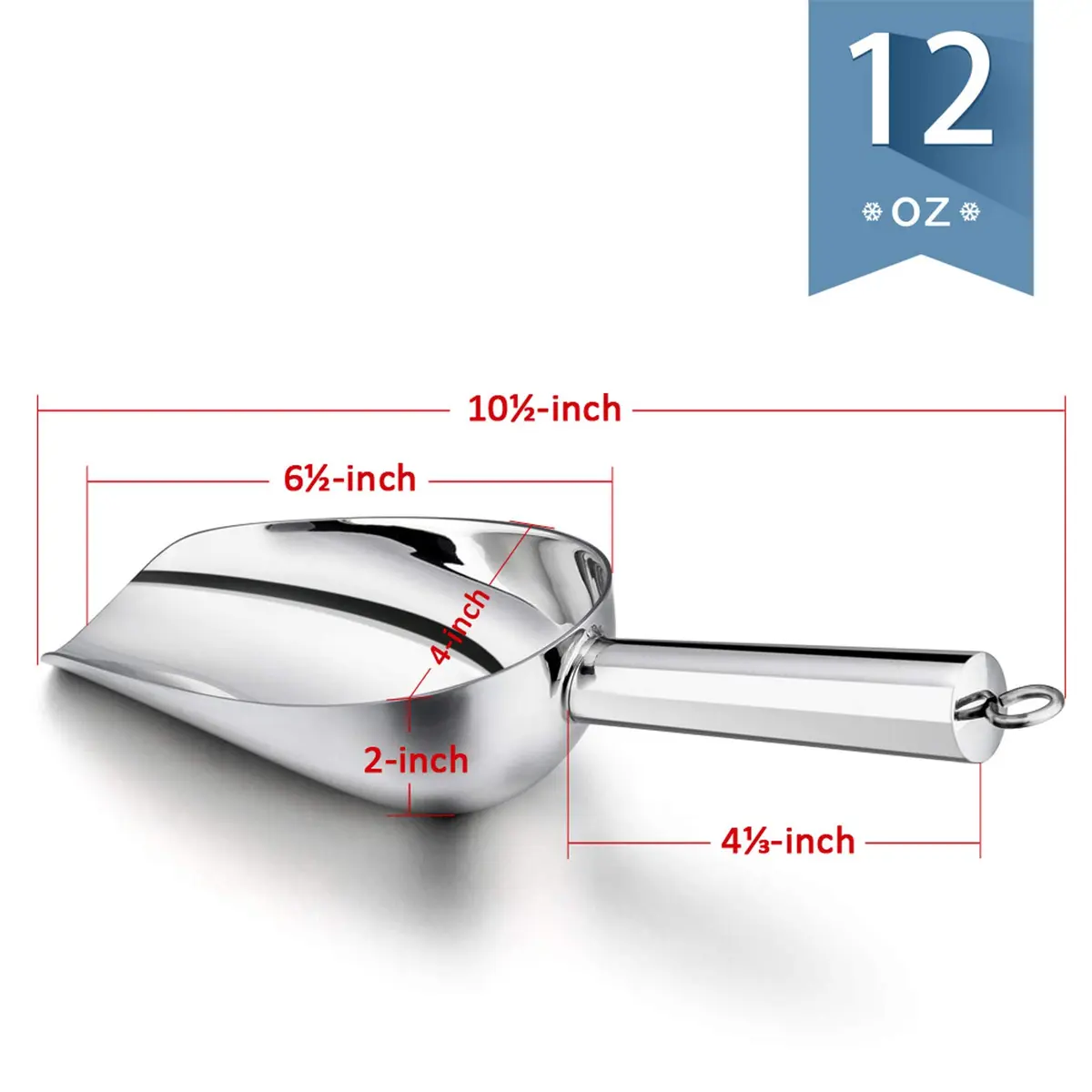 E-far Metal Ice Scoop Set of 2 12oz | Durable Stainless Steel Kitchen Scooper - view 2