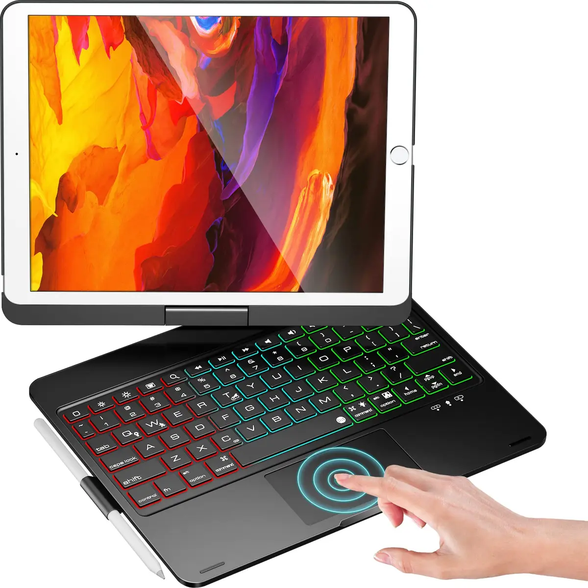 NOKBABO Black Keyboard Case for iPad 9th/8th/7th Gen 10.2" & iPad Air 3rd Gen/Pro 10.5" with Rotatable Touchpad & Backlight - main product image