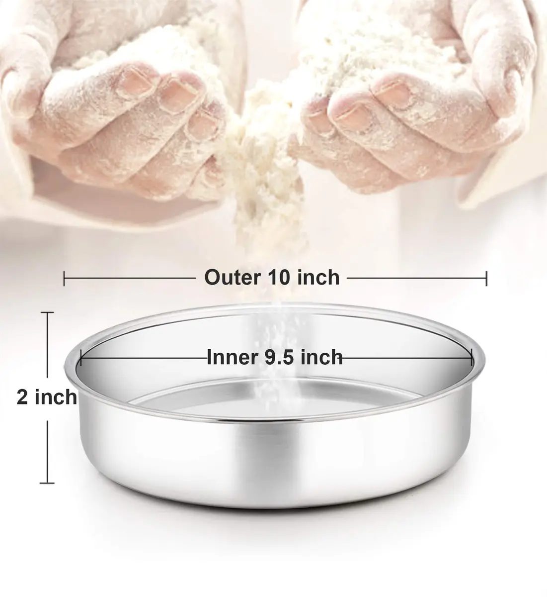 TeamFar 9.5 Inch Cake Pan Set of 2 | Heavy Duty Stainless Steel Round Baking Pans - view 7