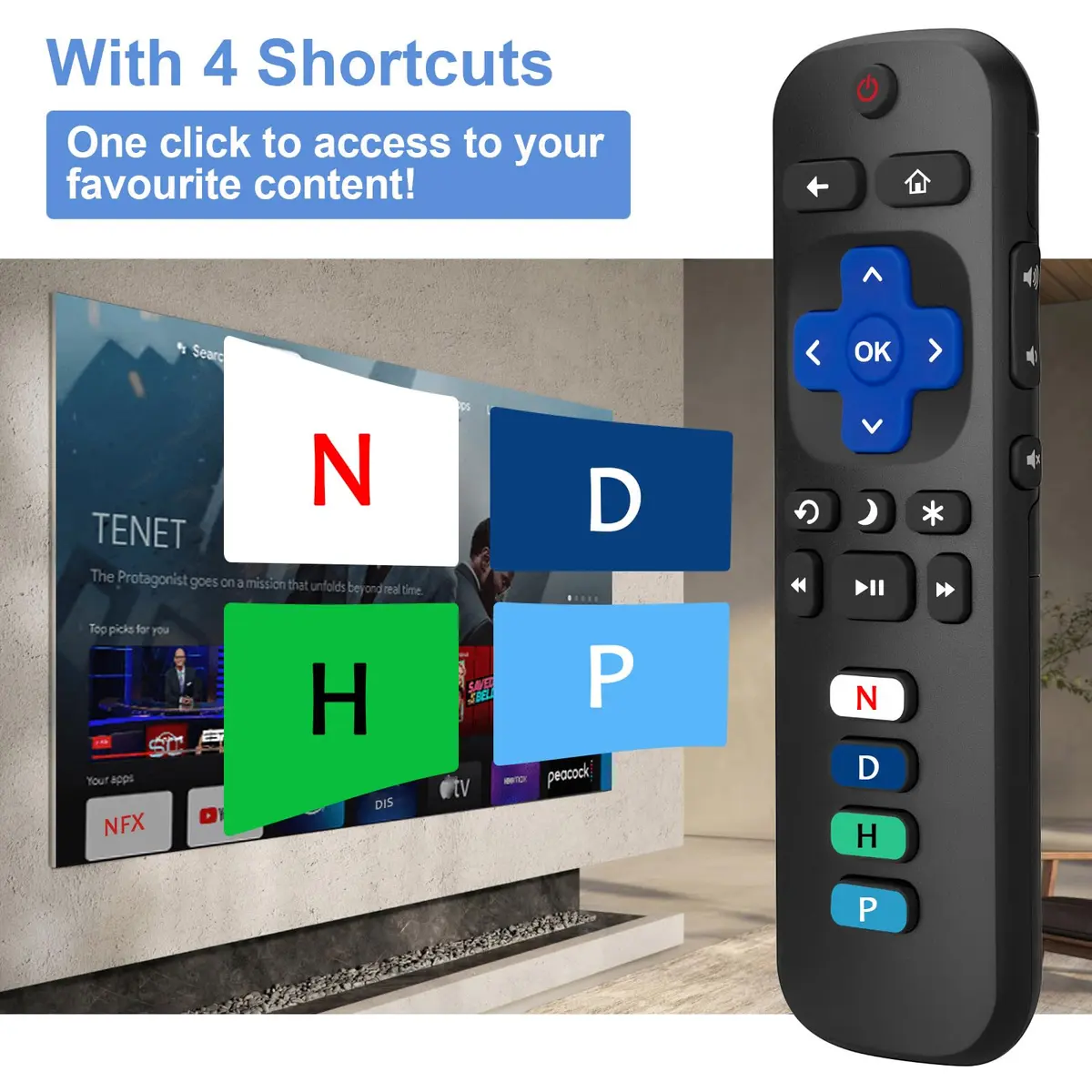 LOUTOC Replacement RC280 RC282 Remote Control for TCL Roku TVs | Infrared Universal Remote - view 2