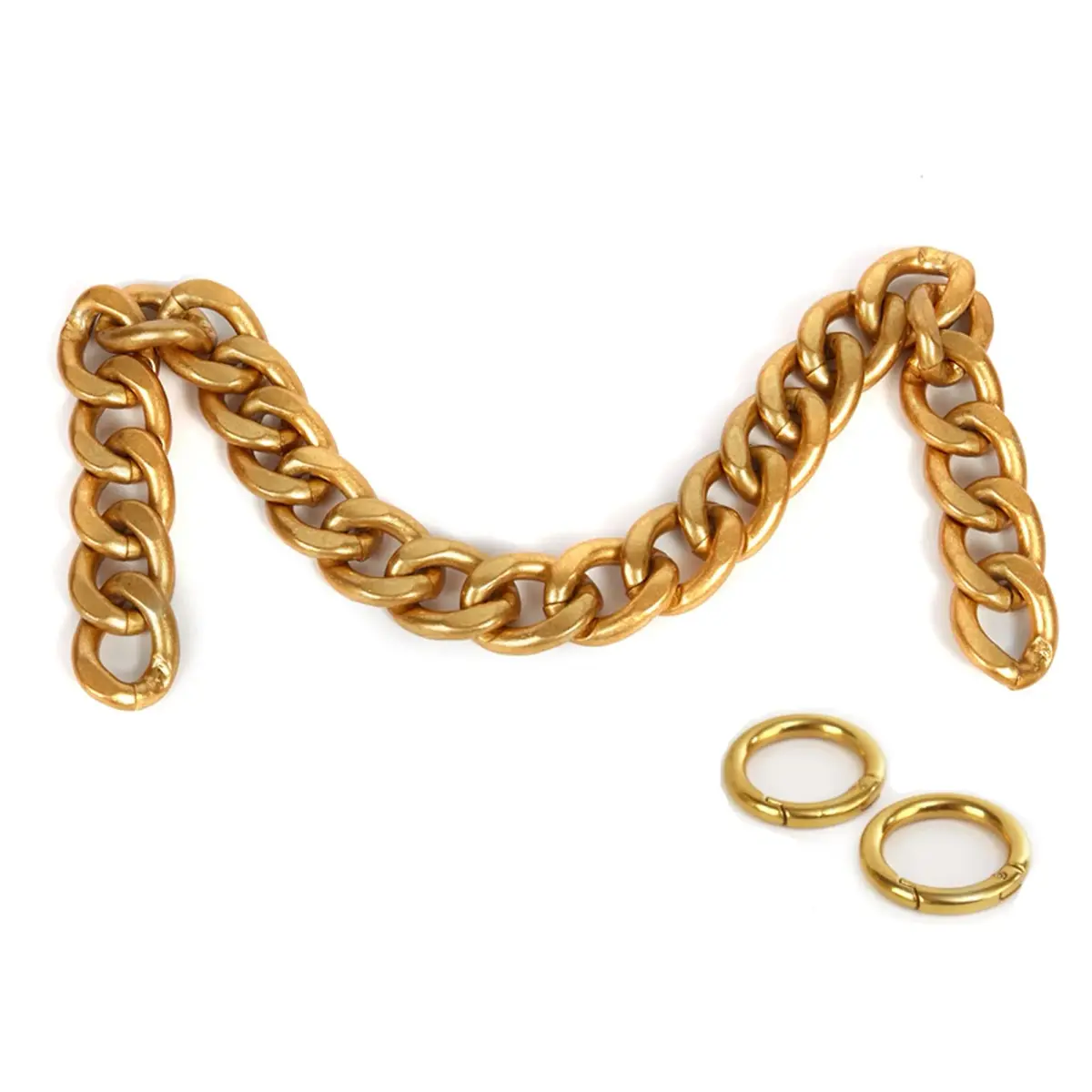 Xiazw Heavy Chunky Aluminum Metal Purse Handle Bag Chain Strap 23 Inches (Gold) | Punk Design with Snap Hooks - main product image