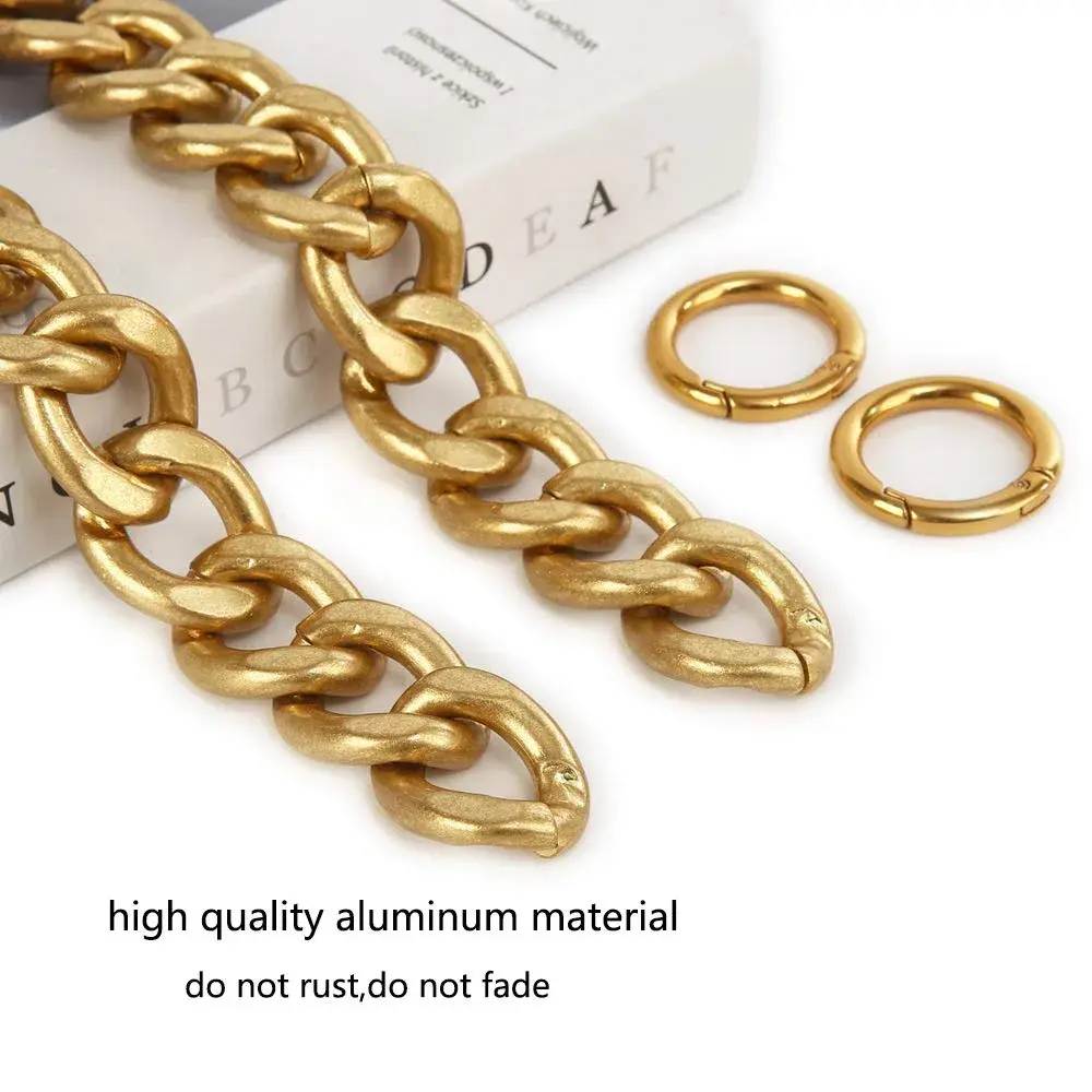Xiazw Heavy Chunky Aluminum Metal Purse Handle Bag Chain Strap 23 Inches (Gold) | Punk Design with Snap Hooks - view 3