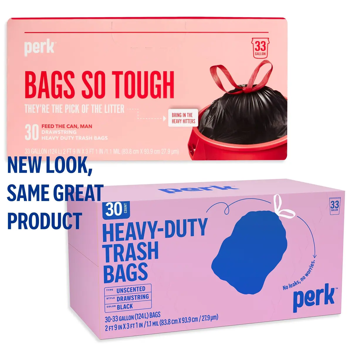 Perk Black Kitchen Trash Bags 33 Gallon | Heavy-Duty Drawstring Liners for Home & Office - view 2