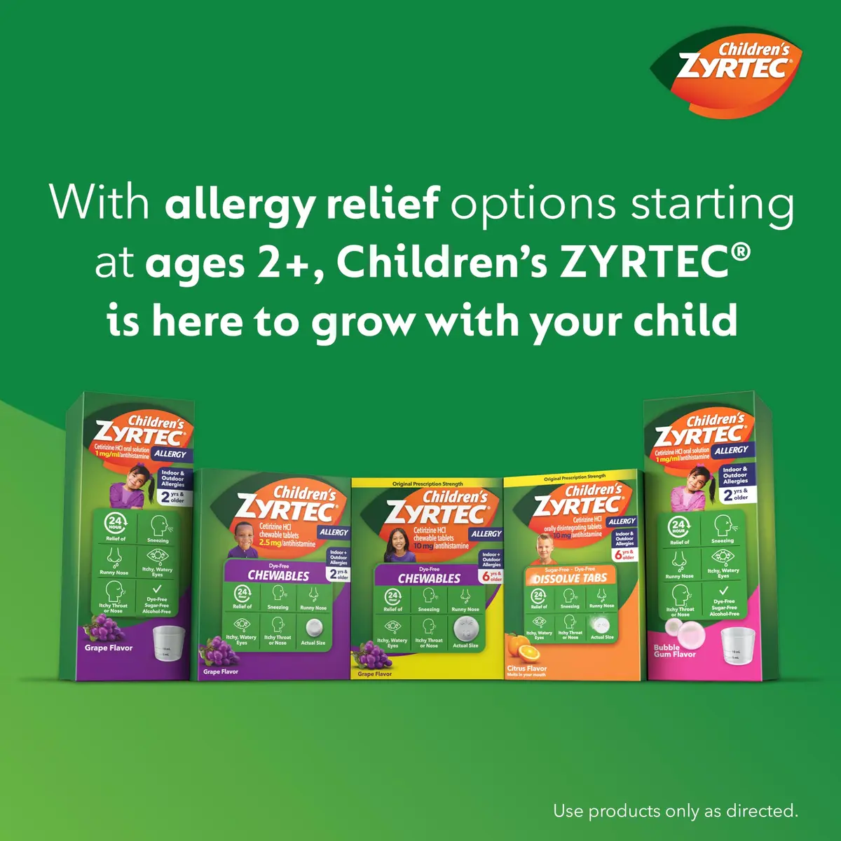 Zyrtec Children's Allergy Relief Syrup 8 fl. oz | Grape Flavor, 5 mg Cetirizine, Dye-Free, Sugar-Free, 24-Hour Relief, For Kids 2+ - view 5