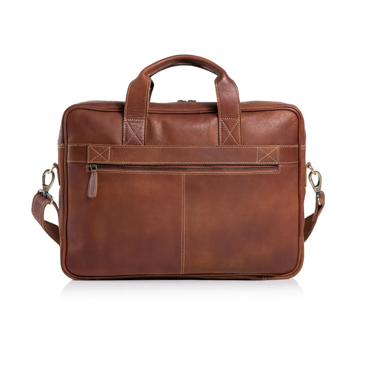 KomalC Leather Briefcase 16-inch Laptop Messenger Bag Satchel for Men and Women | Top Grain Buffalo Leather, YKK Zippers, Trolley Compatible - view 5