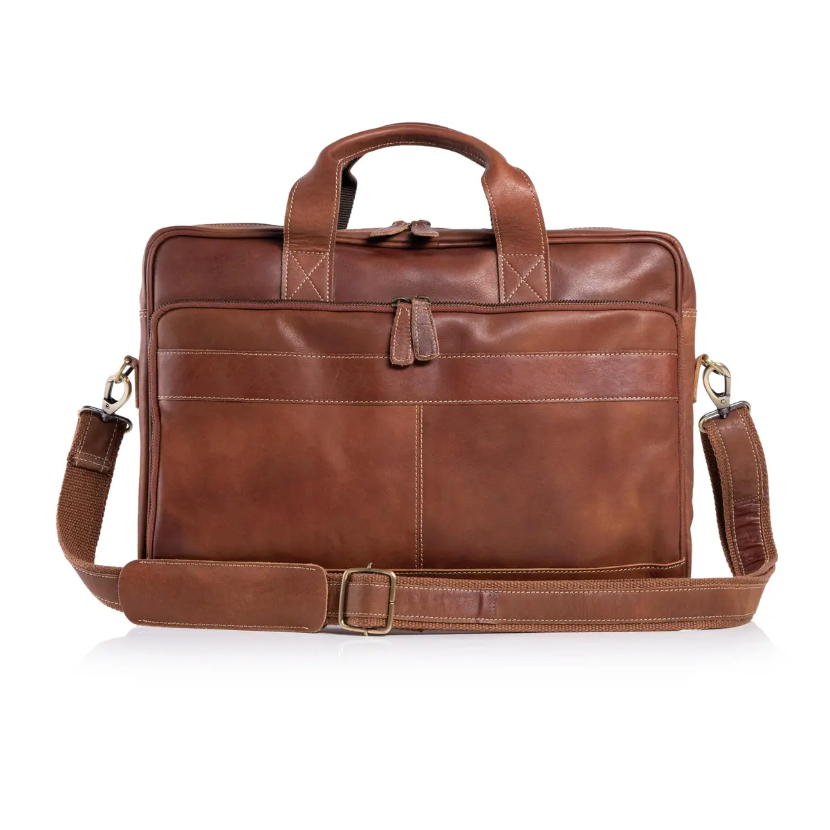 KomalC Leather Briefcase 16-inch Laptop Messenger Bag Satchel for Men and Women | Top Grain Buffalo Leather, YKK Zippers, Trolley Compatible - view 6