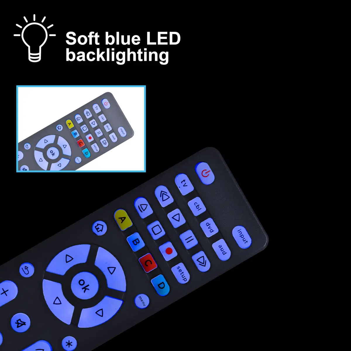 GE 4-Device Backlit Universal Remote Control | Samsung TV Compatible, Graphite, 1 Pack - view 7