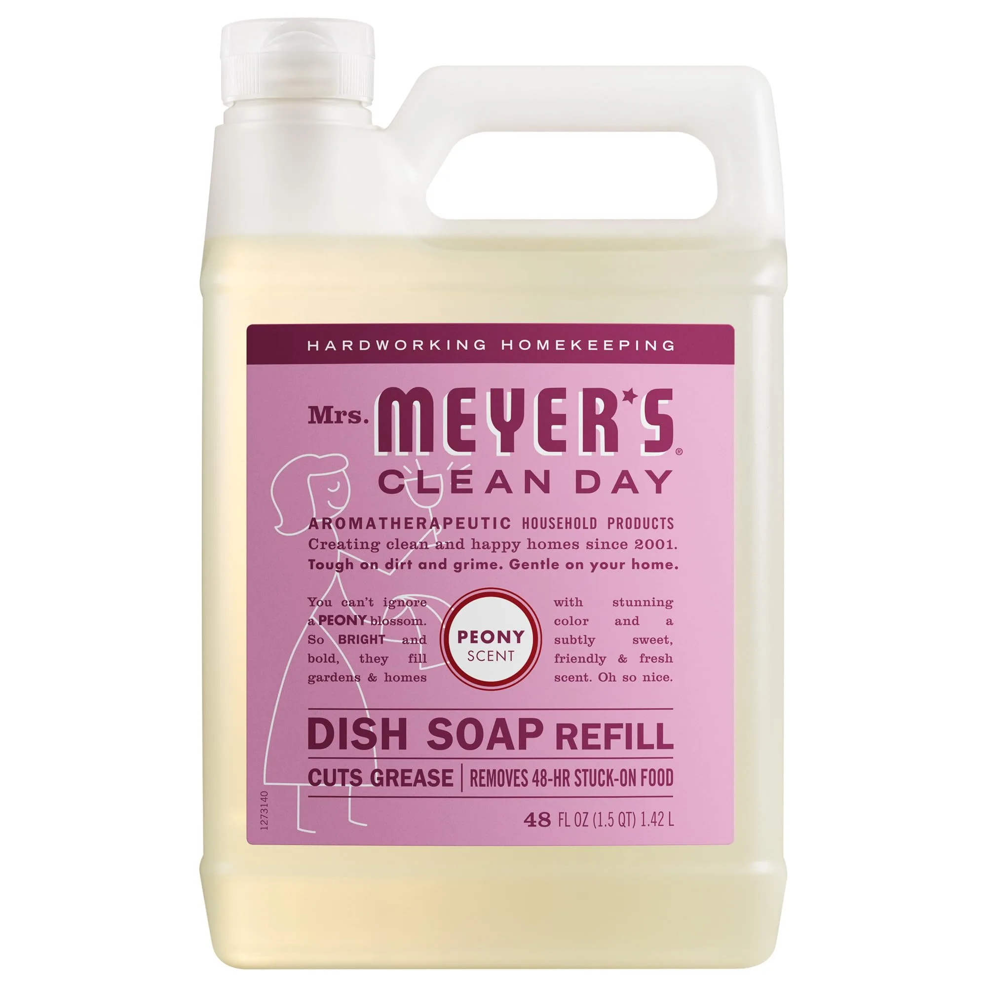 MRS. MEYER'S Clean Day Liquid Dish Soap Refill Peony 48 fl. oz | Leaping Bunny Certified - main product image
