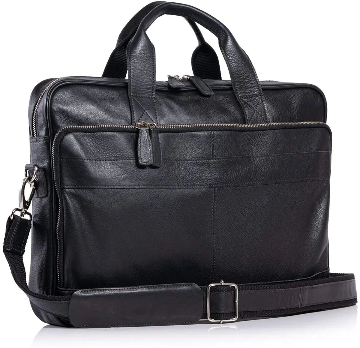 KomalC Leather Briefcase 16 inch (40.64 cm) Laptop Messenger Bag | Premium Buffalo Leather & YKK Zippers - main product image