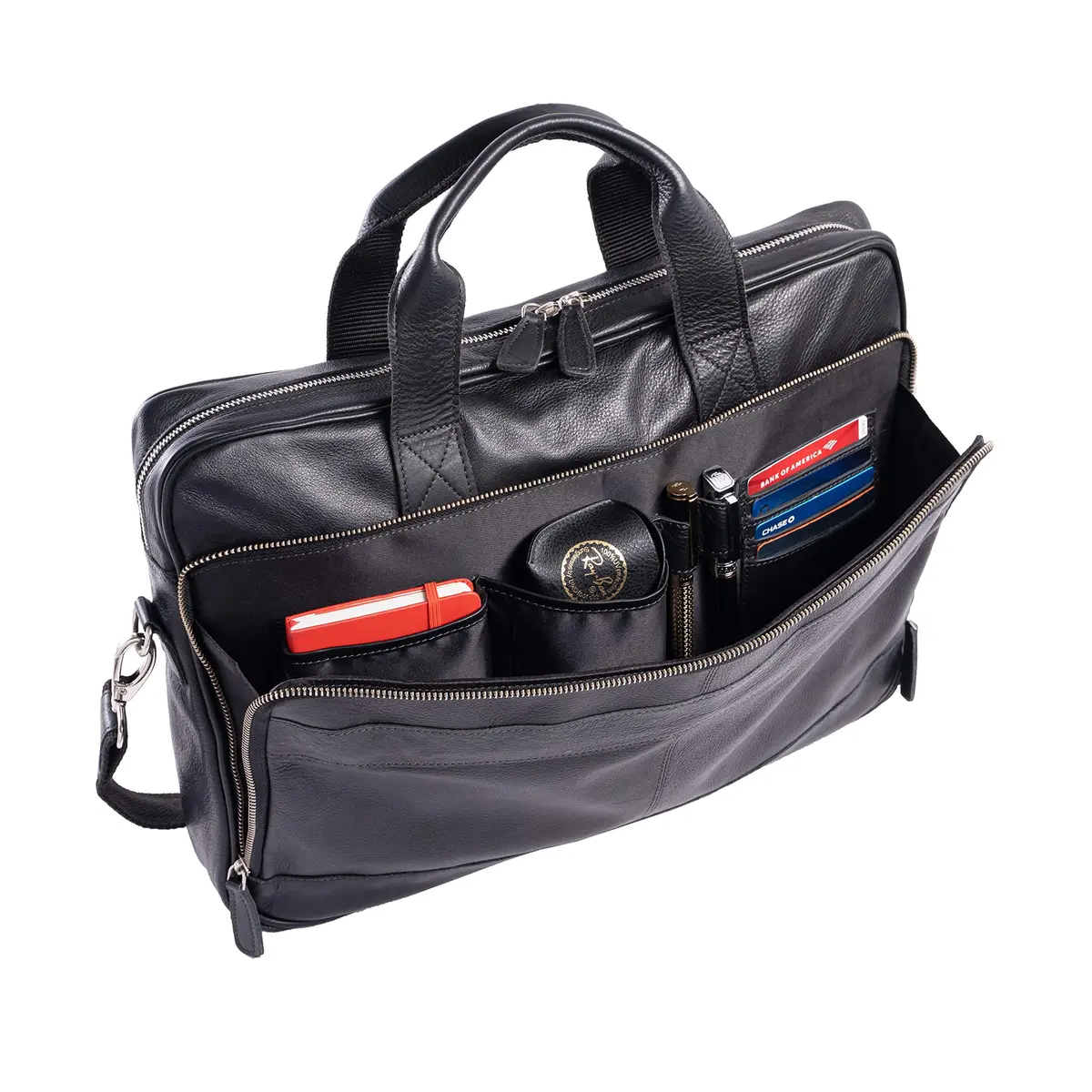 KomalC Leather Briefcase 16 inch (40.64 cm) Laptop Messenger Bag | Premium Buffalo Leather & YKK Zippers - view 3