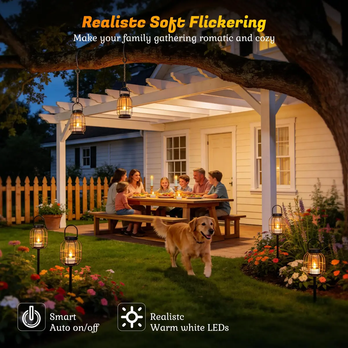 PChero Solar Tea Lights Outdoor, 6 Pack, IP65 Waterproof, Dusk to Dawn Flameless Flickering LED Candles, 2" Votive Size, Warm White Glow | 5.08cm (2") - view 8