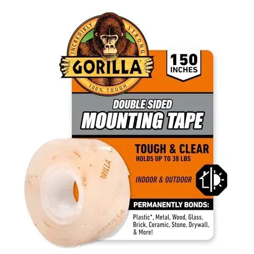 Gorilla Tough & Clear Double Sided Mounting Tape 1" x 150" (Pack of 12) | Weatherproof Clear Adhesive - main product image