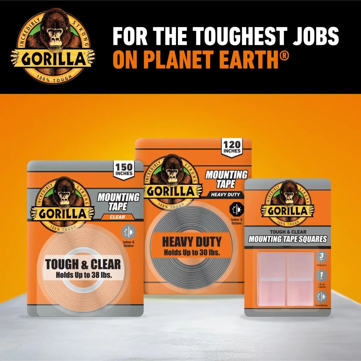 Gorilla Tough & Clear Double Sided Mounting Tape 1" x 150" (Pack of 12) | Weatherproof Clear Adhesive - view 8