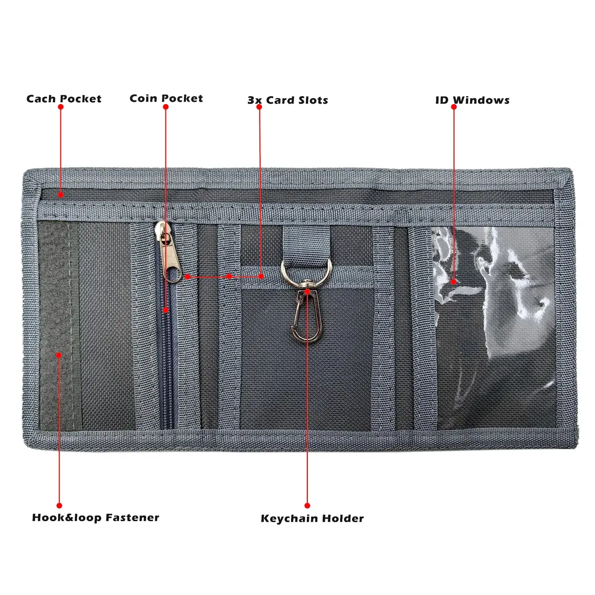 AI-DEE Stripe RFID Trifold Canvas Outdoor Sports Wallet for Kids with Hook & Loop Closure - view 3