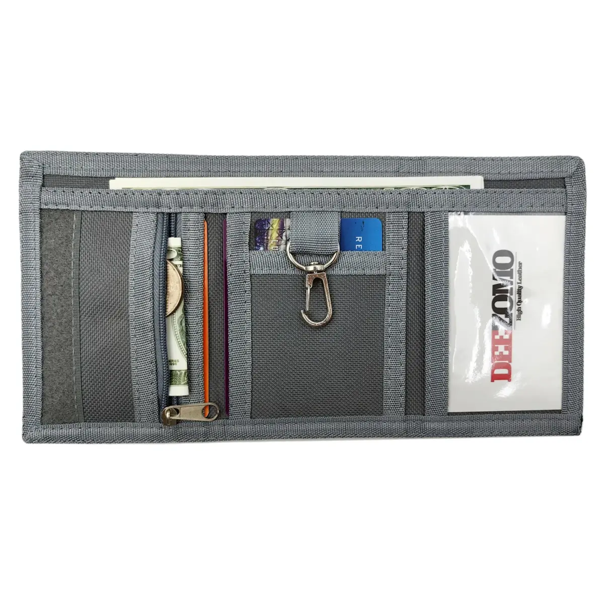 AI-DEE Stripe RFID Trifold Canvas Outdoor Sports Wallet for Kids with Hook & Loop Closure - view 4