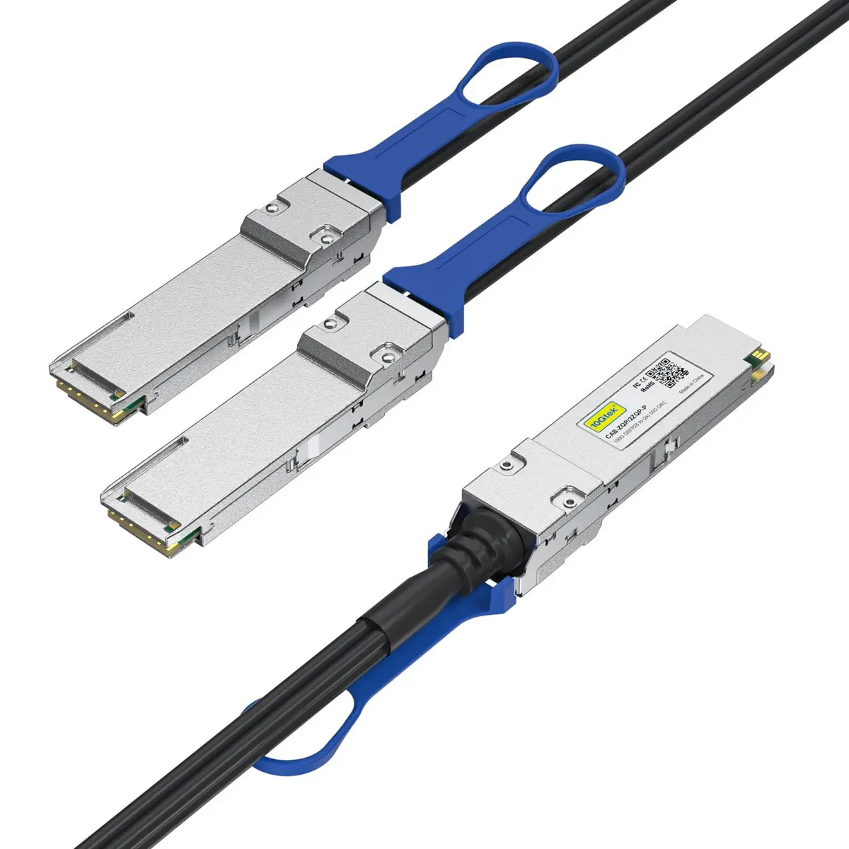 10Gtek 100GbE to 2x50GbE QSFP28 Copper Splitter Cable, 2m | High-Speed Data Center Connectivity - main product image