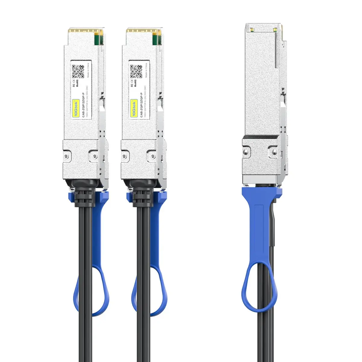10Gtek 100GbE to 2x50GbE QSFP28 Copper Splitter Cable, 2m | High-Speed Data Center Connectivity - view 3