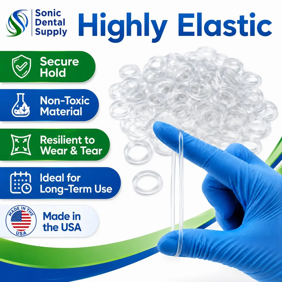 Sonic Dental Supply Clear Elastic Rubber Bands 1/4 inch Heavy 4.5 oz (100 Pack) | Latex-Free Orthodontic Bands for Braces, Hair Braids, Crafts - view 5