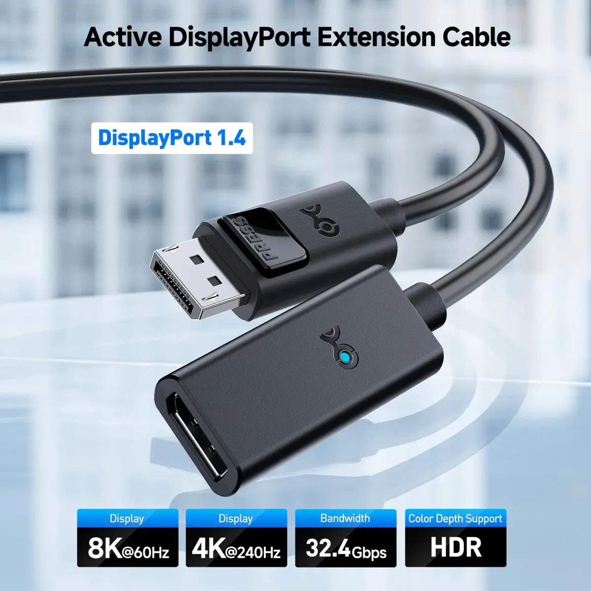 Cable Matters Active DisplayPort Extension Cable, DP 1.4, 3m (10ft) | 8K@60Hz, 32.4 Gbps Bandwidth - view 2