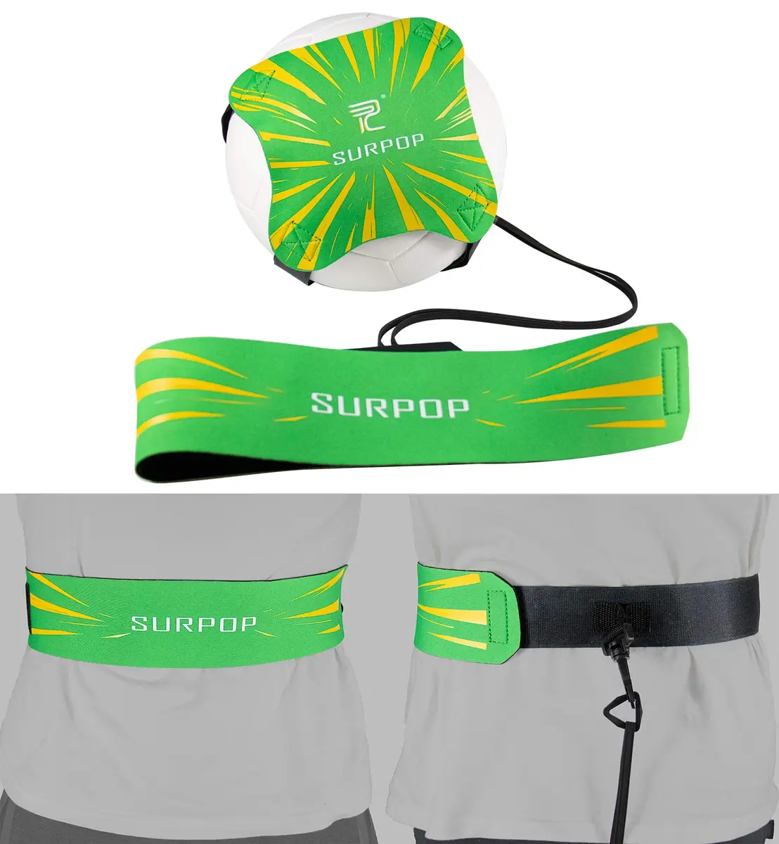 Surpop Adjustable Solo Soccer Trainer Belt for Kids and Adults, Green | Solo Practice, Ball Control & Reaction Training - view 6