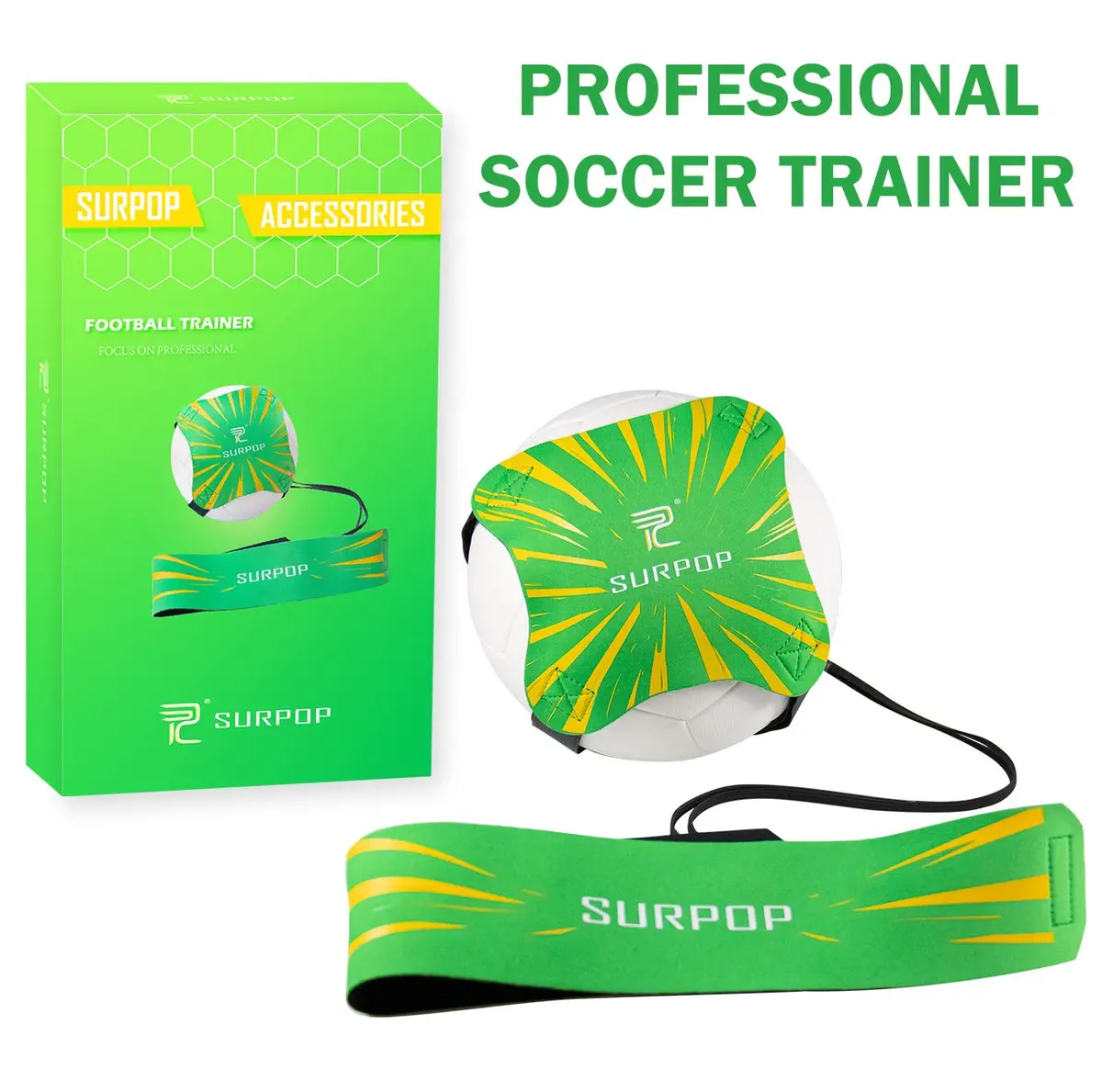 Surpop Adjustable Solo Soccer Trainer Belt for Kids and Adults, Green | Solo Practice, Ball Control & Reaction Training - view 7