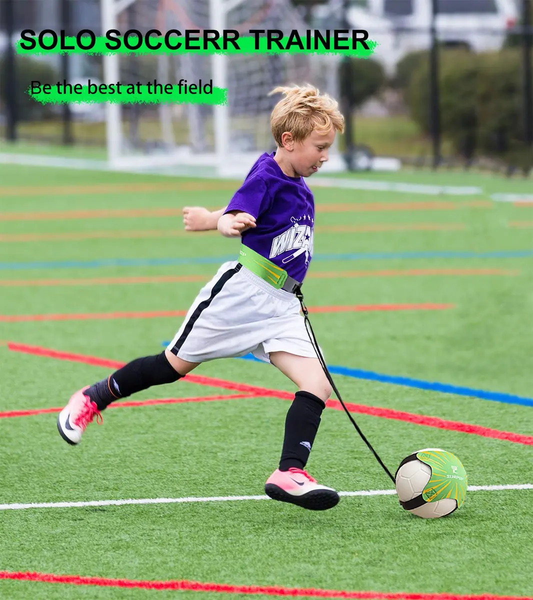 Surpop Adjustable Solo Soccer Trainer Belt for Kids and Adults, Green | Solo Practice, Ball Control & Reaction Training - view 2
