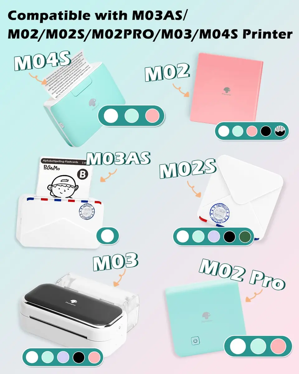 Phomemo M02/M02S/M02 Pro Paper 3 Rolls | Bright White Thermal Photo Paper for Portable Bluetooth Printer - view 2