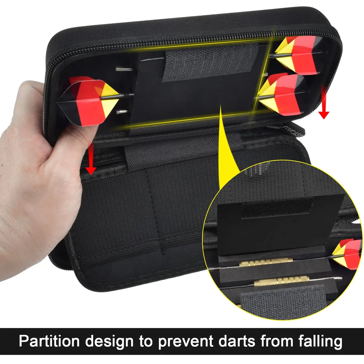 GWCASE Dart Case for 6 Steel Soft Tip Darts | Large Storage & Shockproof Design - view 5