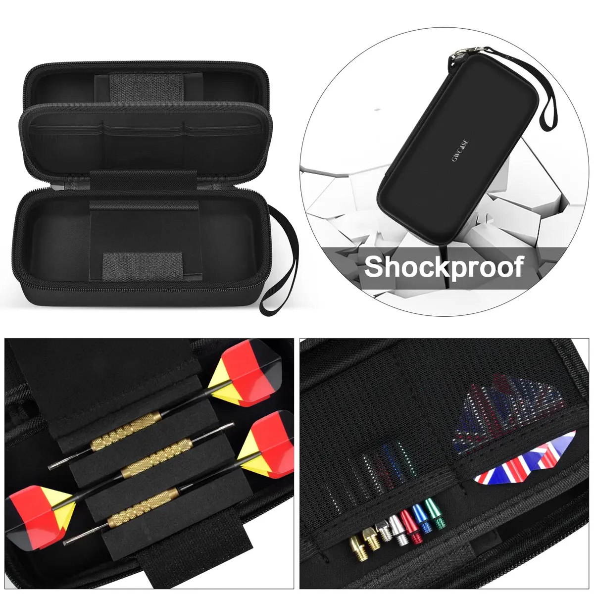 GWCASE Dart Case for 6 Steel Soft Tip Darts | Large Storage & Shockproof Design - view 4