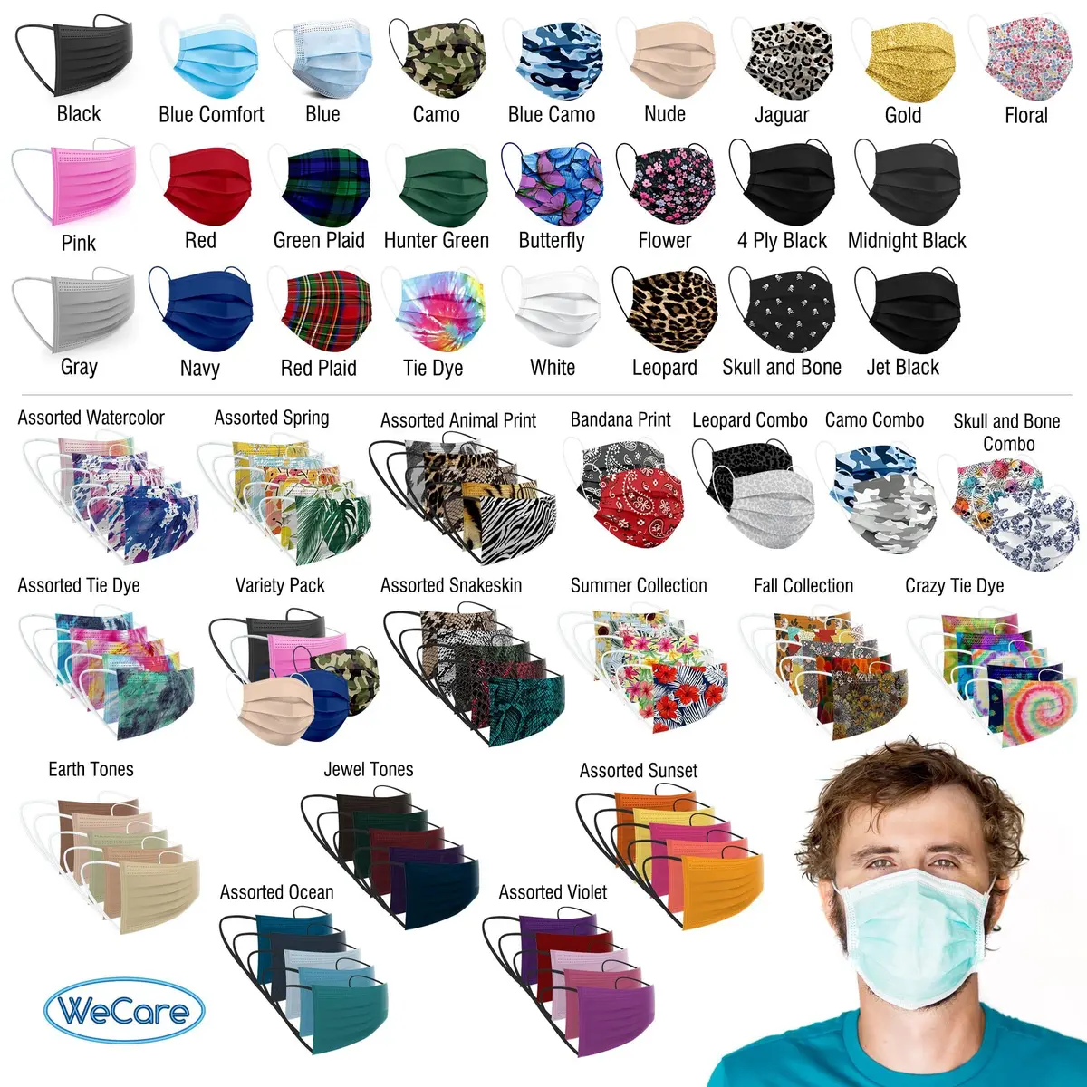 WECARE Disposable Face Mask Individually Wrapped - 50 Pack, Blue Masks 3 Ply | Comfortable, Breathable & Latex-Free - view 5
