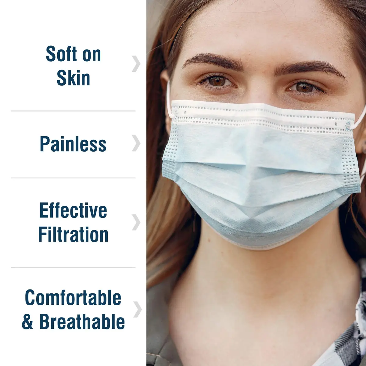 WECARE Disposable Face Mask Individually Wrapped - 50 Pack, Blue Masks 3 Ply | Comfortable, Breathable & Latex-Free - view 4