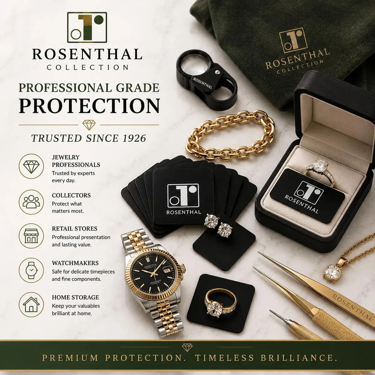 Rosenthal Collection 100 Anti-Tarnish Strips 1"x1" Tabs for Jewelry Storage, Silver Protection - view 6