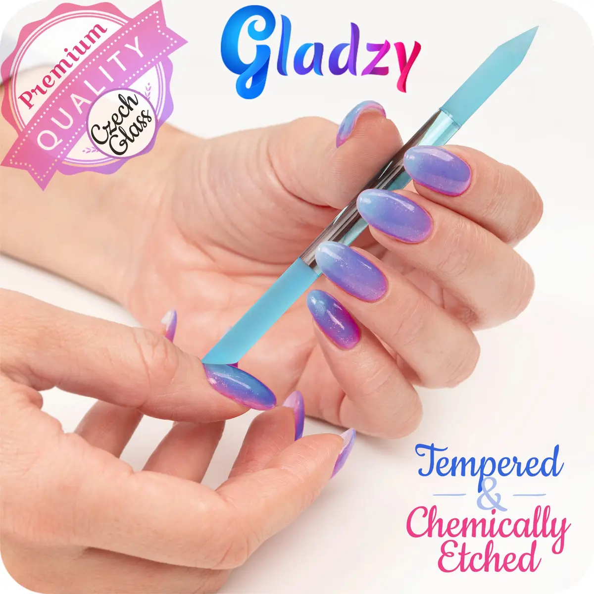 Gladzy Glass Cuticle Pusher - Manicure Stick Violet | 160mm (6.3in) - view 5