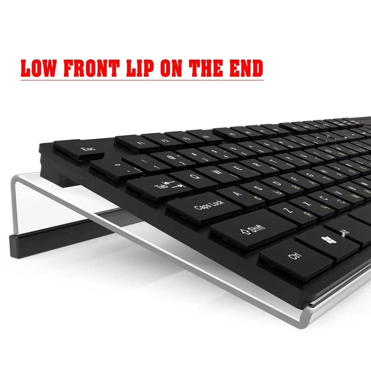 KOTEMON Acrylic Tilted Computer Keyboard Stand for Ergonomic Typing, 17"x5.5"x1.5" | Clear - view 3
