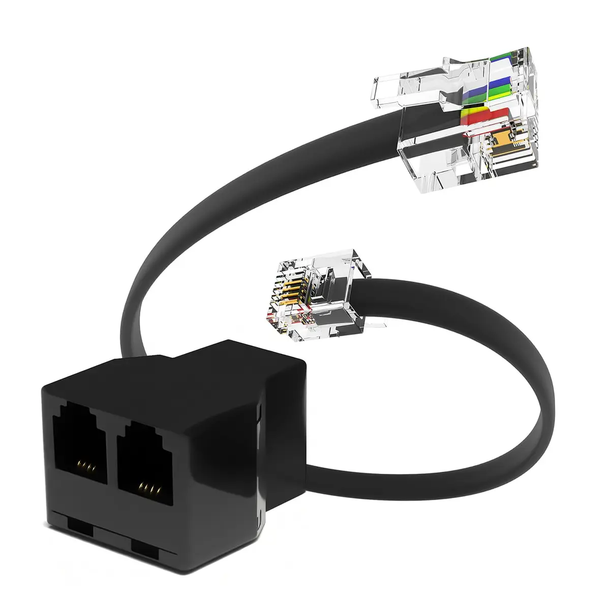 RetailAndBulk Phone Jack Splitter for Landline RJ11 6P4C | Reliable 2-Way Adapter with Custom Cables (en_US) - main product image