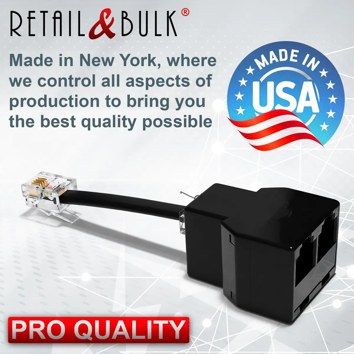 RetailAndBulk Phone Jack Splitter for Landline RJ11 6P4C | Reliable 2-Way Adapter with Custom Cables (en_US) - view 7